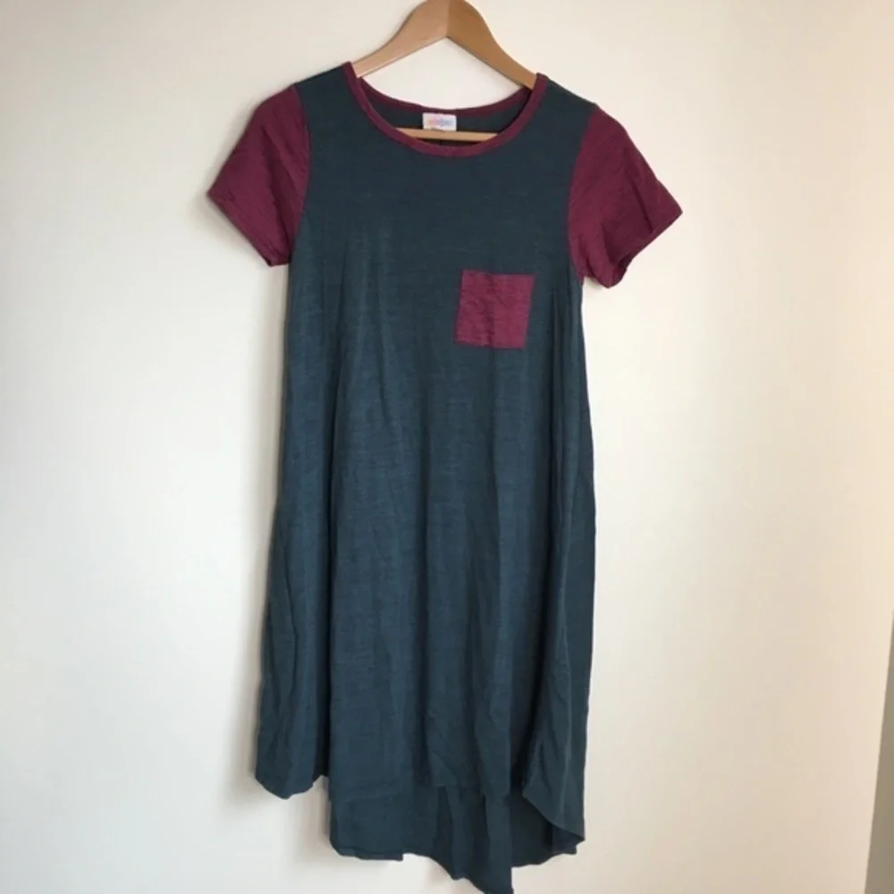 Lularoe Carly high low Swing Dress color block Short Sleeve Womens Size … - Picture 5 of 5